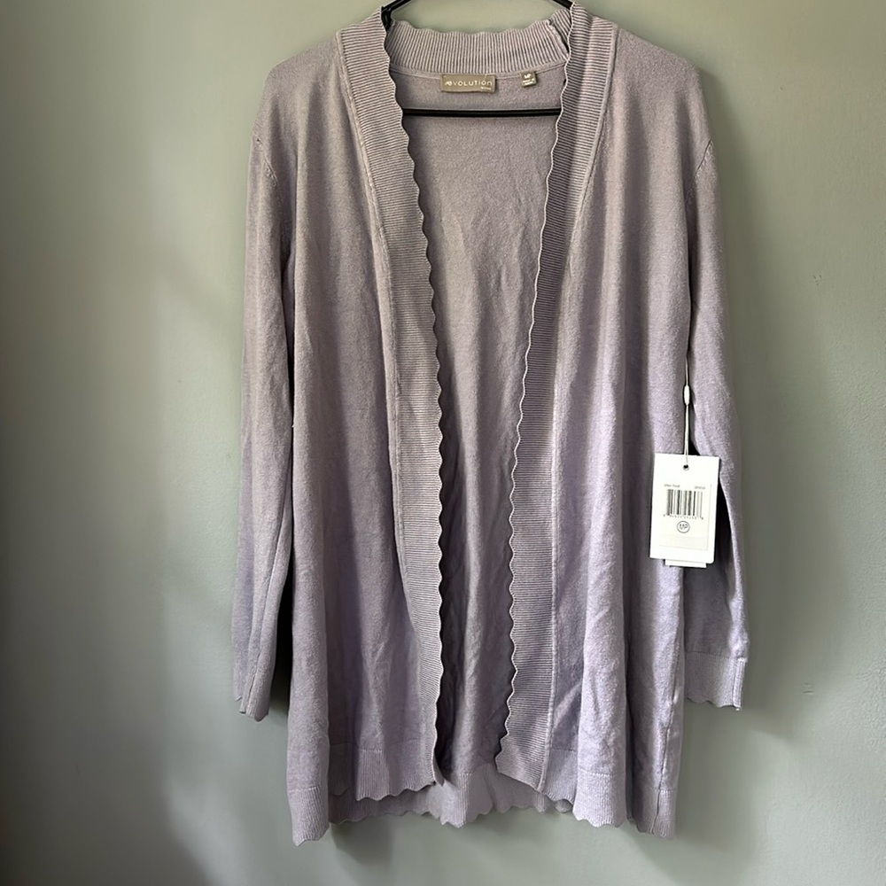 Evolution by Cyrus NWT cardigan sweater lavender Crocus size medium petite‎